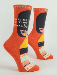 Image 1 of Cute as a Bitchy Button Crew Socks