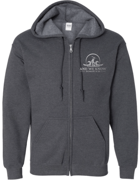 Zip Up Hoodie w/ Silver Logo Front/Back (4 color choices) | Right To Print
