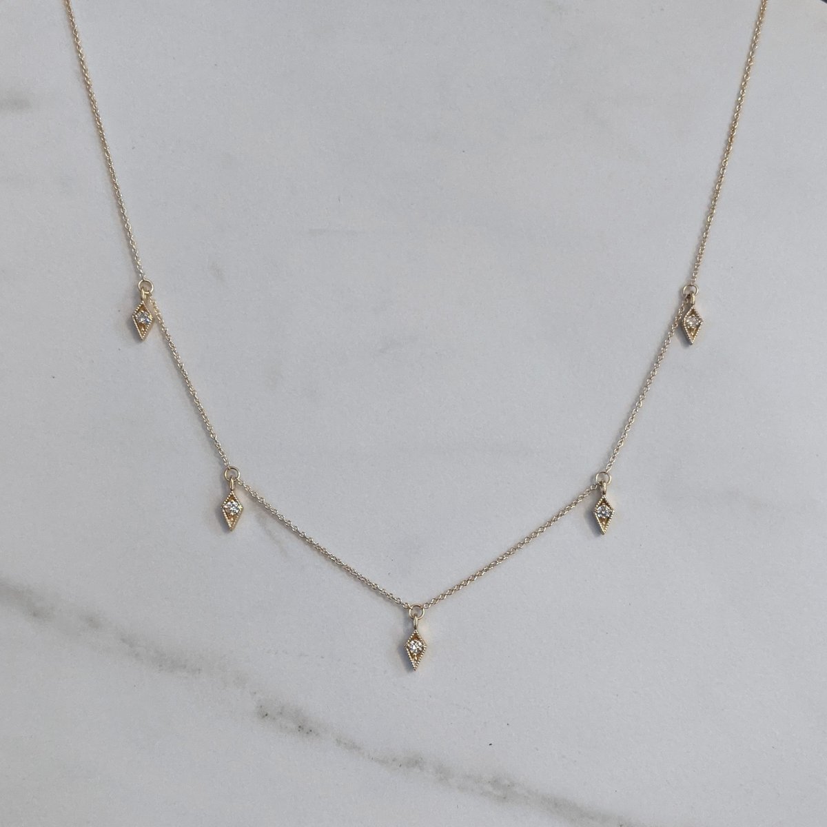 Image of Five Diamond Charm Necklace