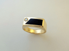 Black Onyx and Diamond Gold Mens Ring