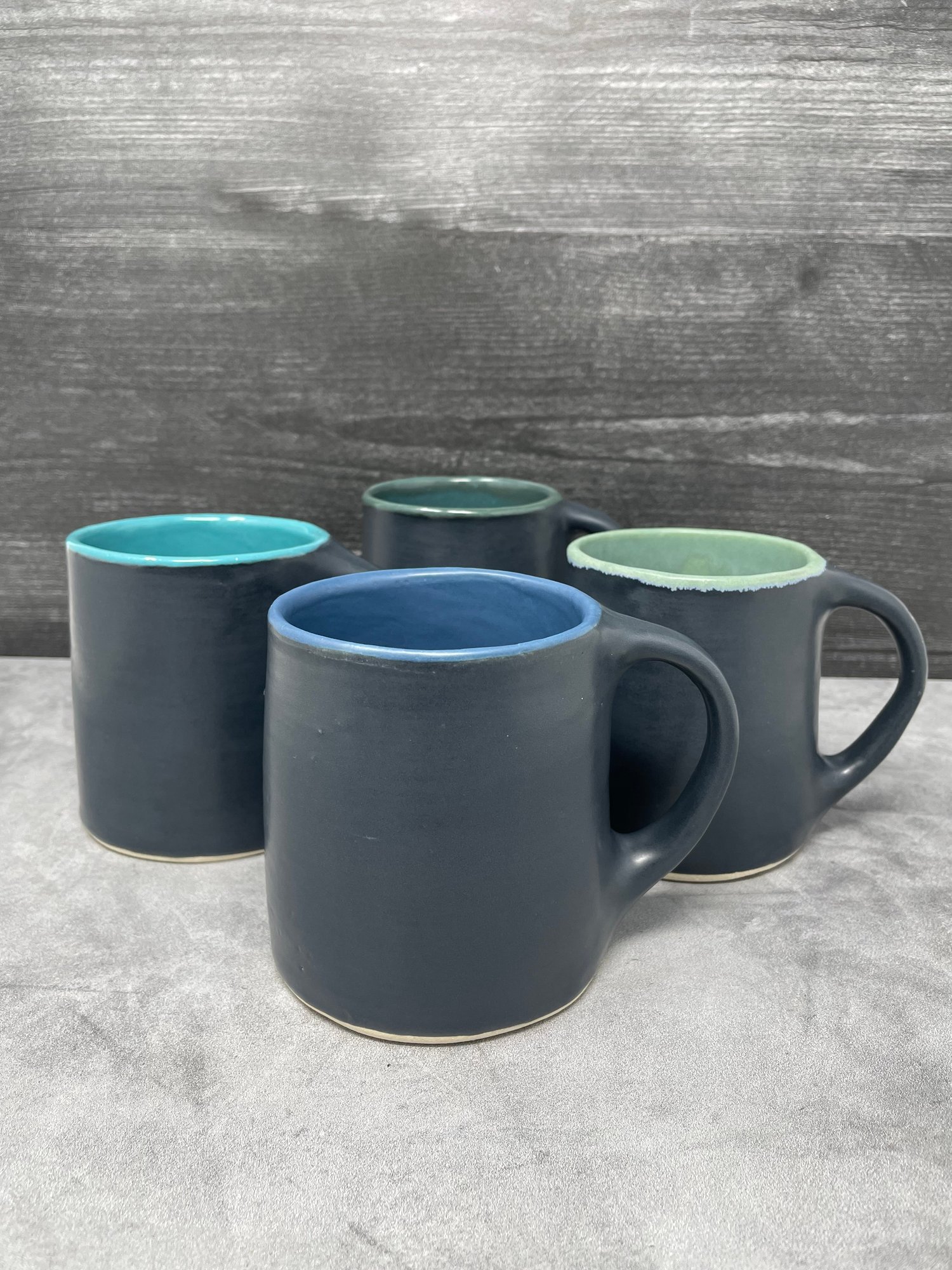 Image of Charcoal and Matte Blue Mug AVAILABLE AT SALTSTONE CERAMICS