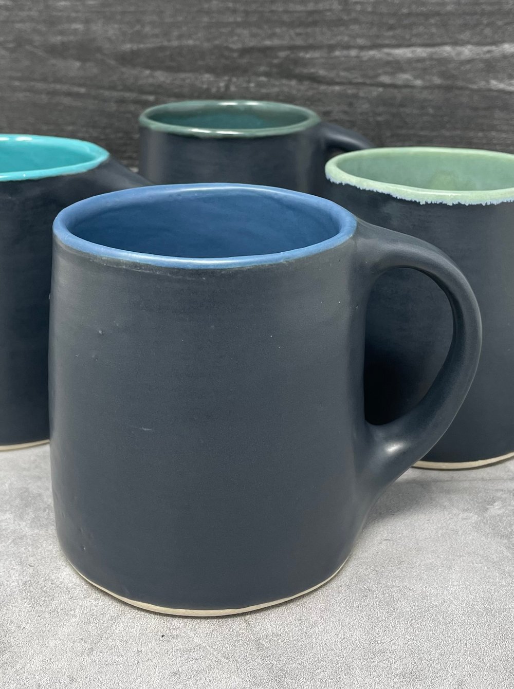 Image of Charcoal and Matte Blue Mug AVAILABLE AT SALTSTONE CERAMICS