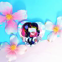 Image 1 of Garnet 2.2" Heart HOLO Buttons