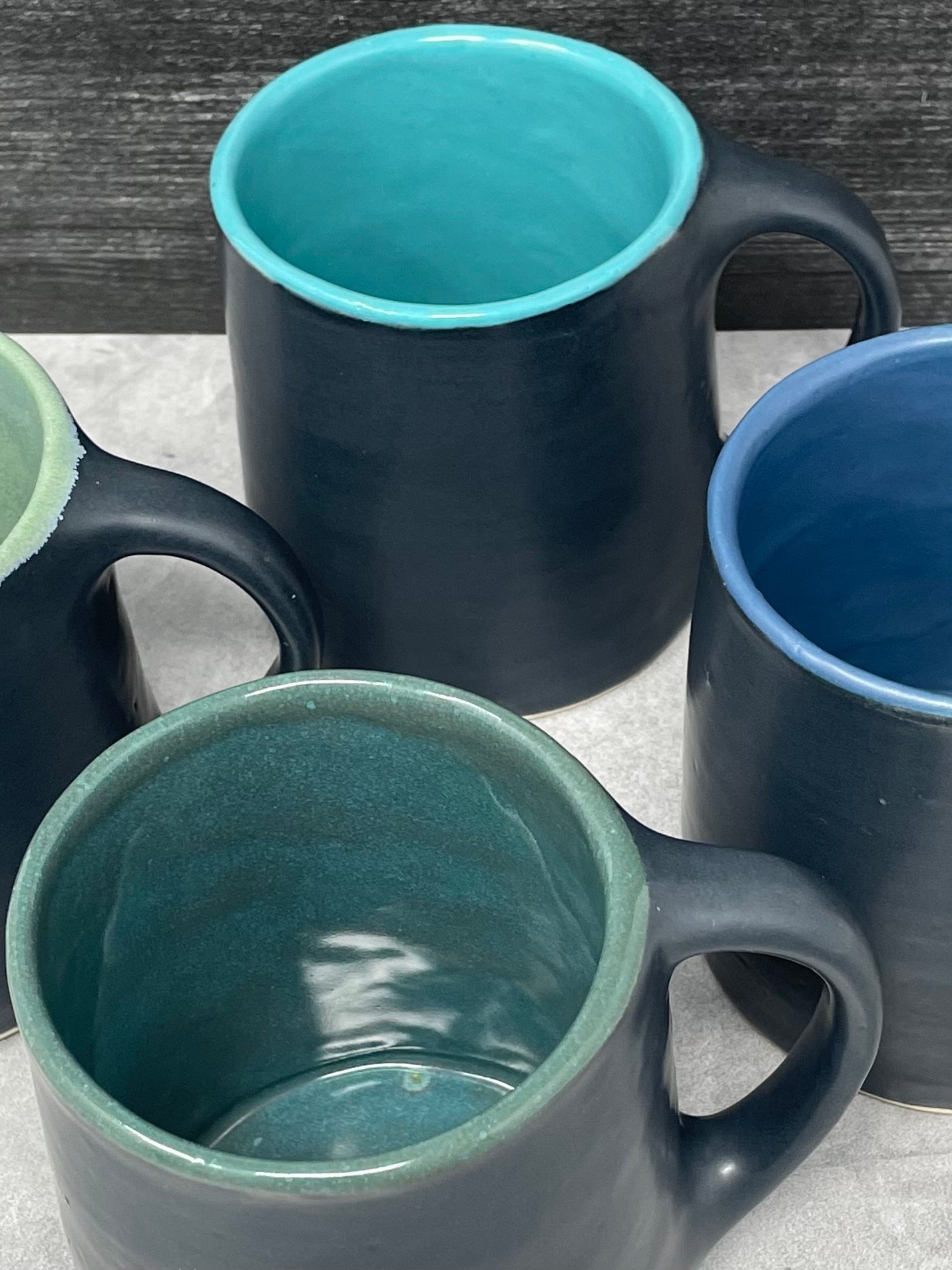 Image of Charcoal and Glossy Green Mug AVAILABLE AT SALTSTONE CERAMICS