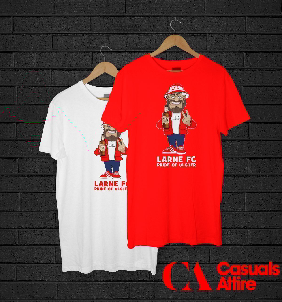 Larne FC  Pride Of Ulster Football Fan Holding Beer T-shirts