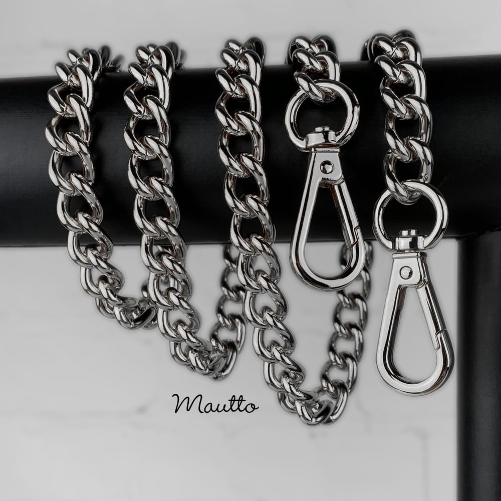 Image of NICKEL Chain Luxury Strap - Large Classy Curb Chain - 7/16" (12mm) Wide - Choose Length & Hook Style