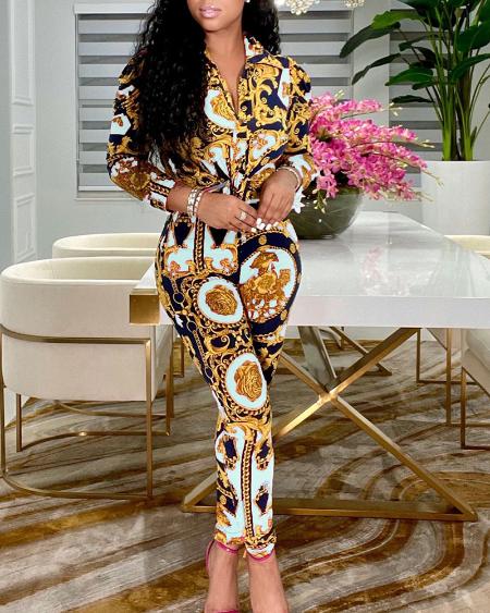 versace inspired two piece set