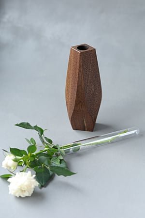 Image of Wavy walnut wood vase - wabi sabi vase with a branch - ready to ship