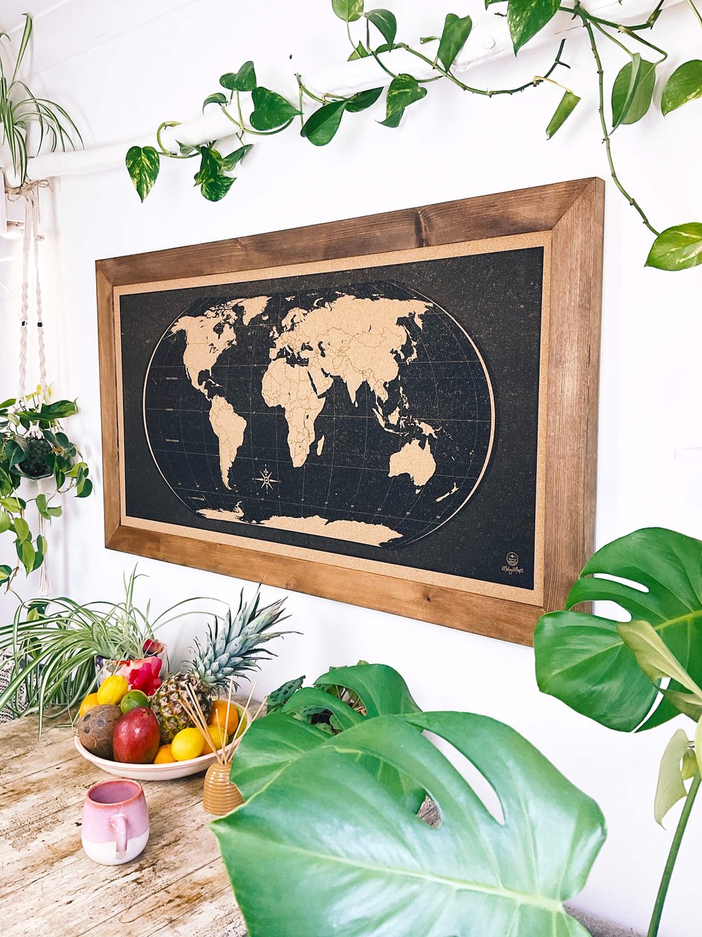 Image of Black World Map – Classic Frame