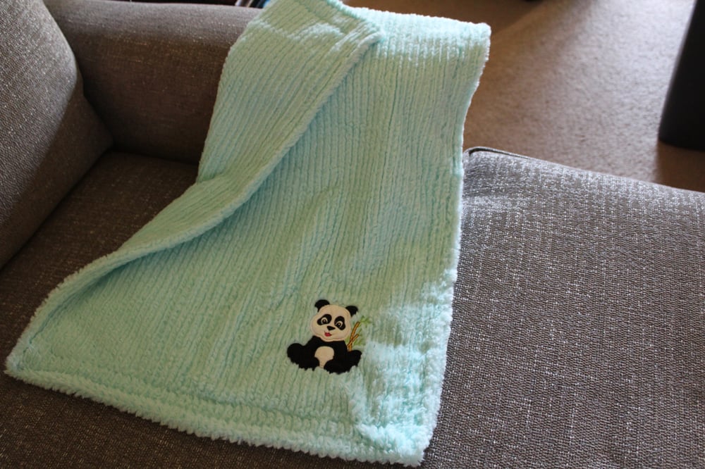 Image of Seafoam Baby Blanket with Panda