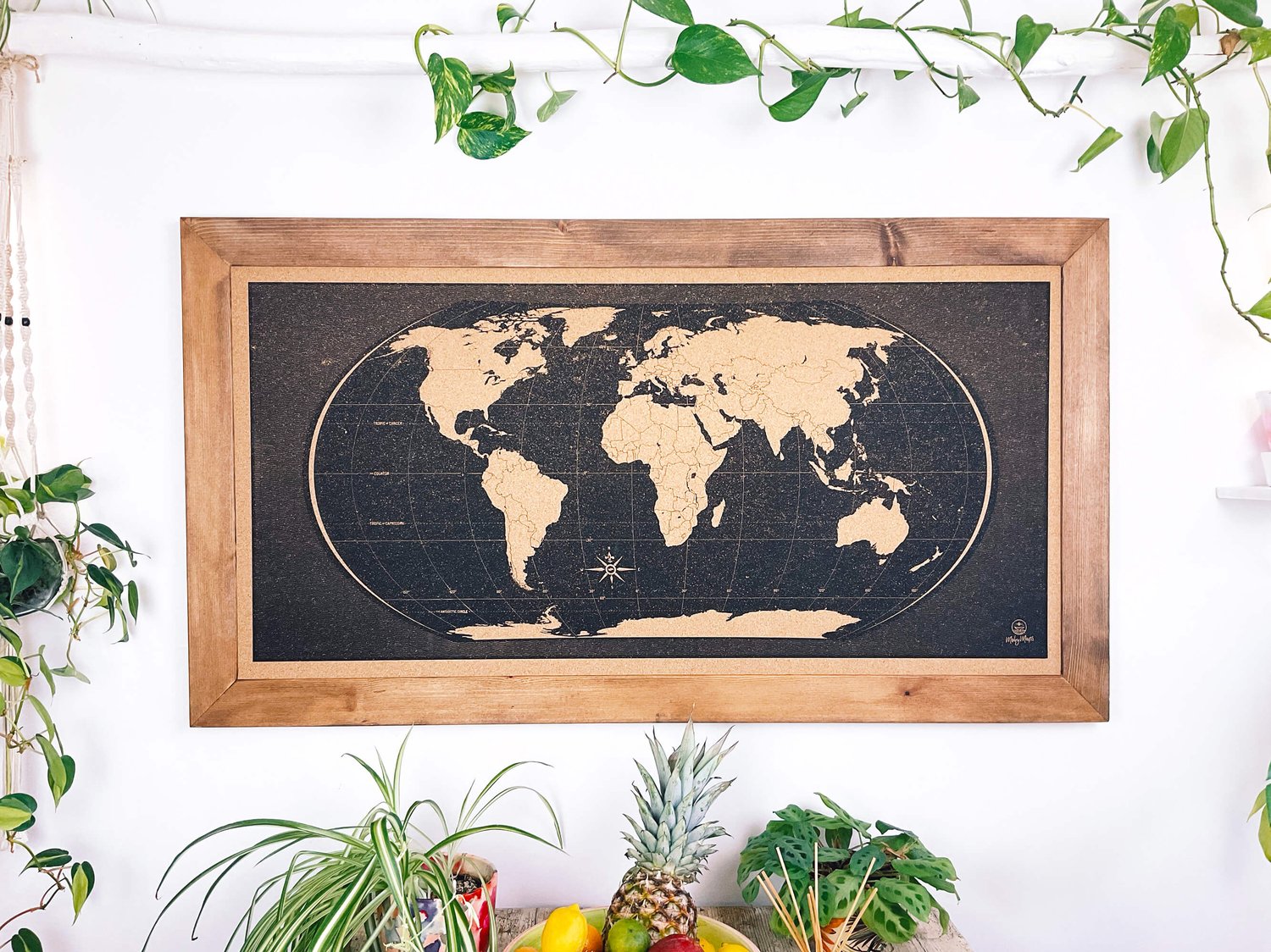 Image of Black World Map – Classic Frame