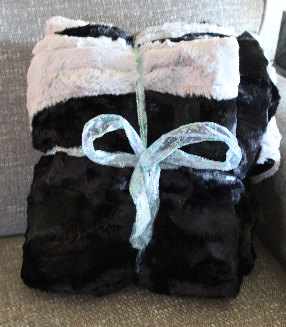 Image of Black and Silver Minky Throw blanket