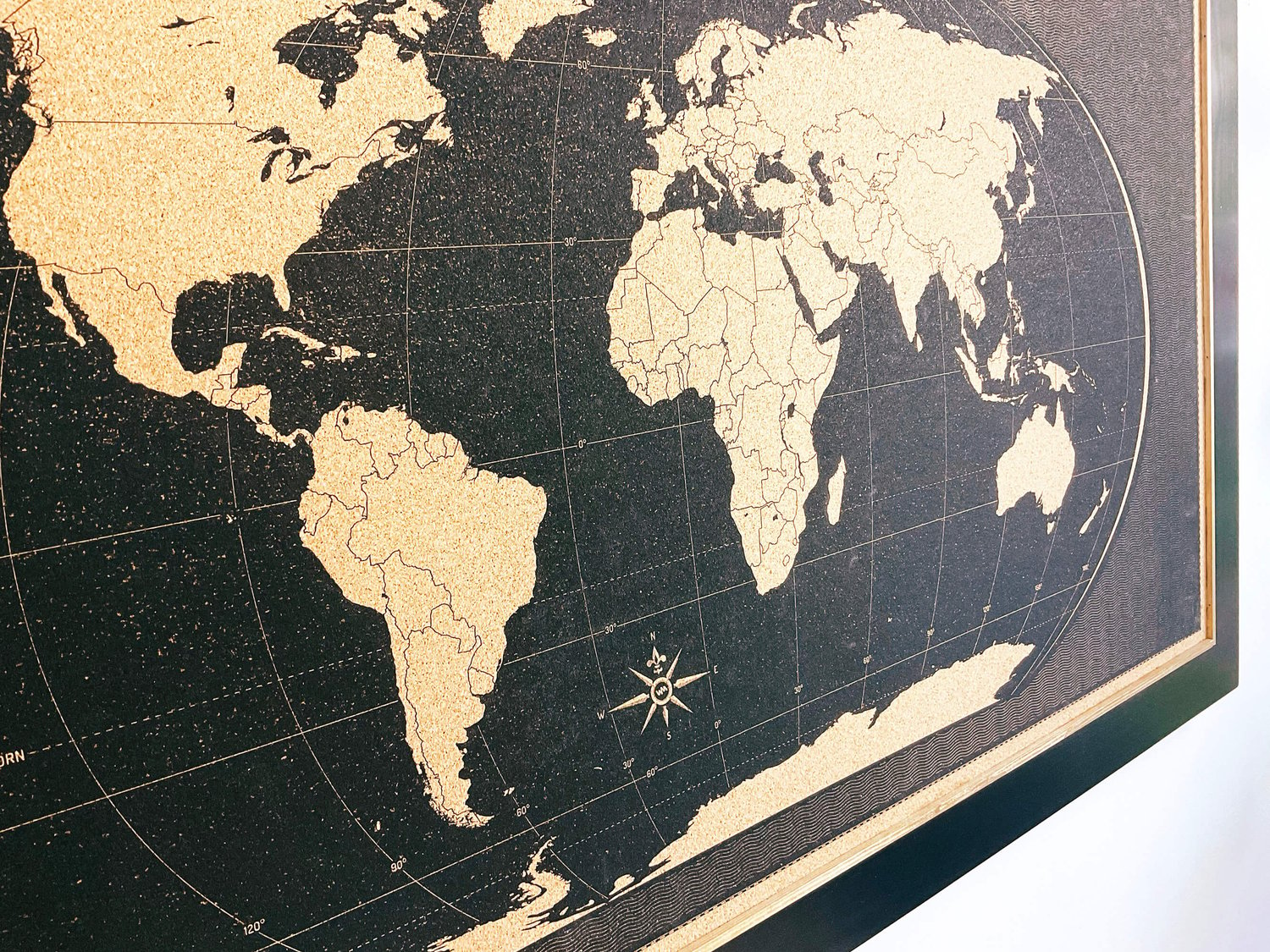 Image of Black World Map – Black & Gold Classic Frame