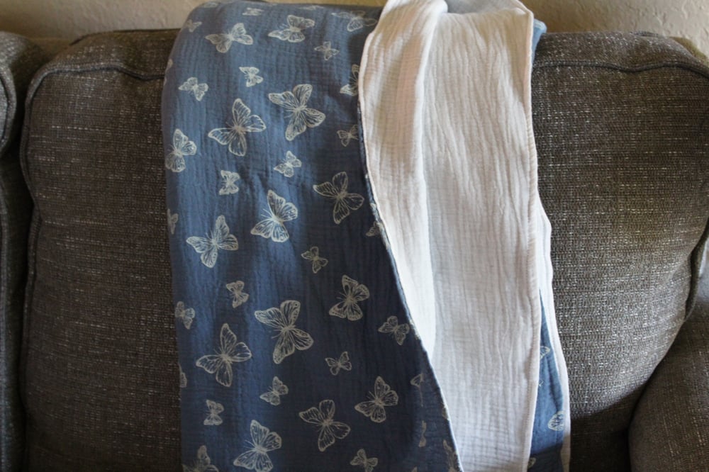 Image of Blue Butterfly Throw Blanket