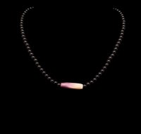 Image 1 of Wampum and Black Obsidian Choker