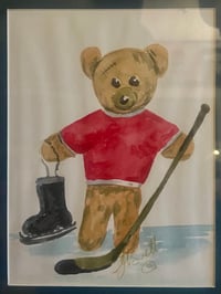 Image 3 of Hockey Teddy Watercolour Drawing