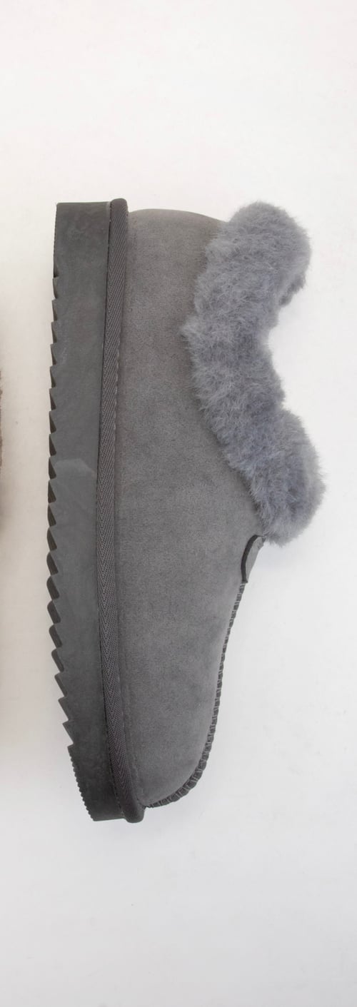 Image of Fluffy Fur Slip On Shoe- Grey