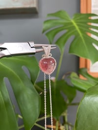 Image 3 of Silver Strawberry Quartz Heart Crystal Necklace
