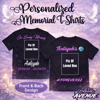 Image 1 of Custom Memorial T-shirt: Front and Back Design Image + Words