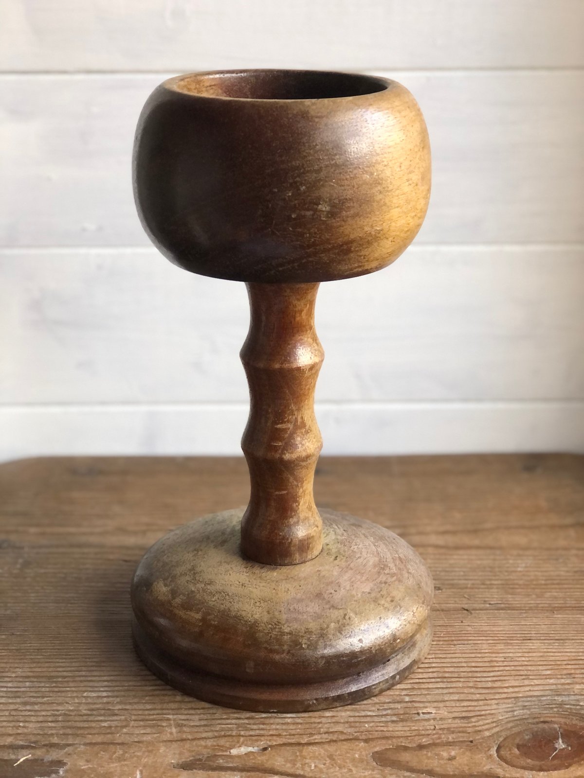 Image of Heavy turned wooden chalice
