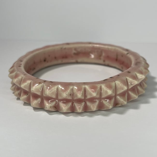 Speckled Pale Pink Studded Bracelet - 7.50 in Inner Diameter
