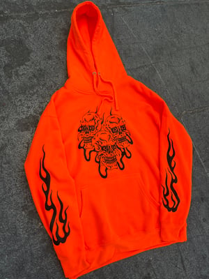 Image of Orange skull flame hoodie 