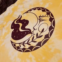 Image 2 of yellow bleach dye tshirt with moon design 