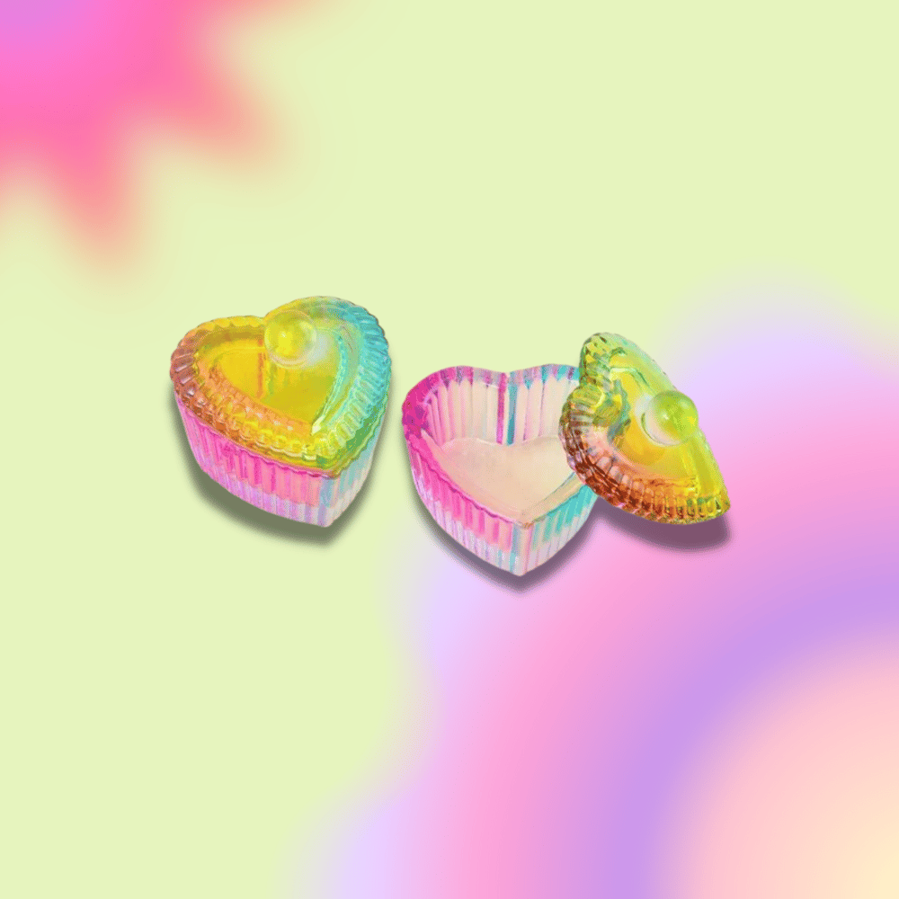Ombre Rainbow Heart Nail Dish 