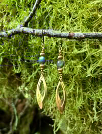 Image 2 of Labradorite and Brass Charm Earrings 