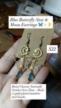 Image 1 of Blue Butterfly Moon & Star Earrings 🦋🌛✨