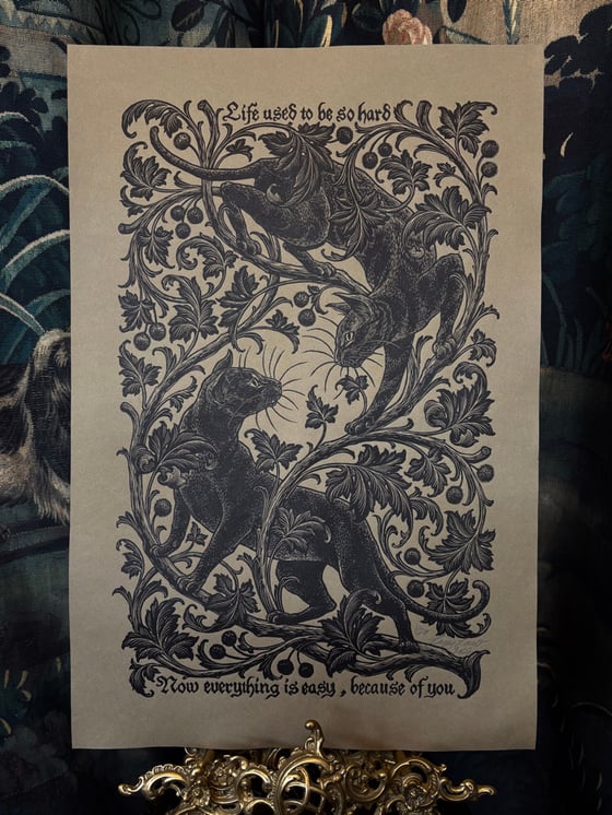 Image of 'Because of You' Original Woodblock Print - 2nd Edition Black on Sand