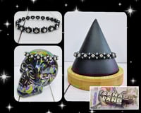 Black  + White Diamond Back Rhinestone Beaded Stretch Bracelet