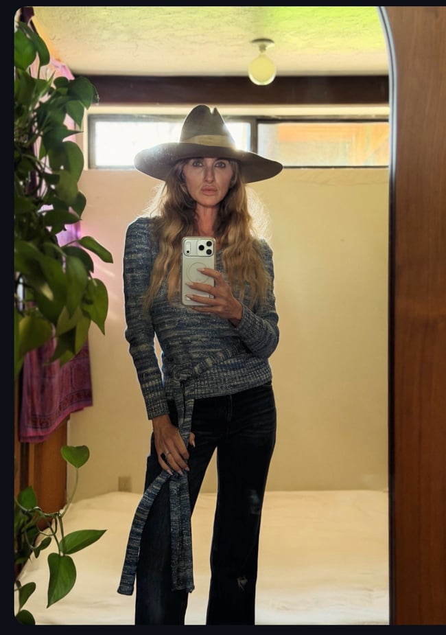 late 1960s Italian wool and lurex scoopneck knit sweater and sash belt scarf 