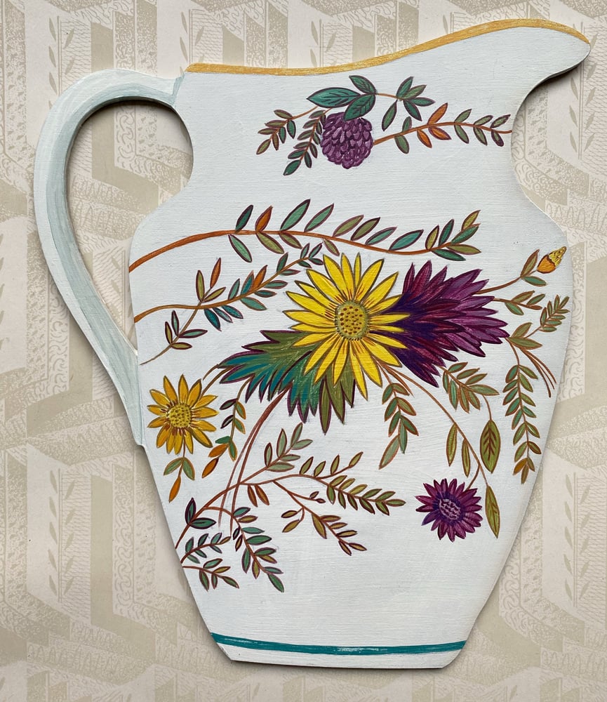 Image of Floral wooden jug cutout C