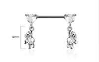 Image 4 of Teddy Bear Cz Heart Nipple Ring  