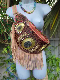 Image 5 of Dolly Bum bag suede fringe tassels LEOPARD and Moroccan Stone