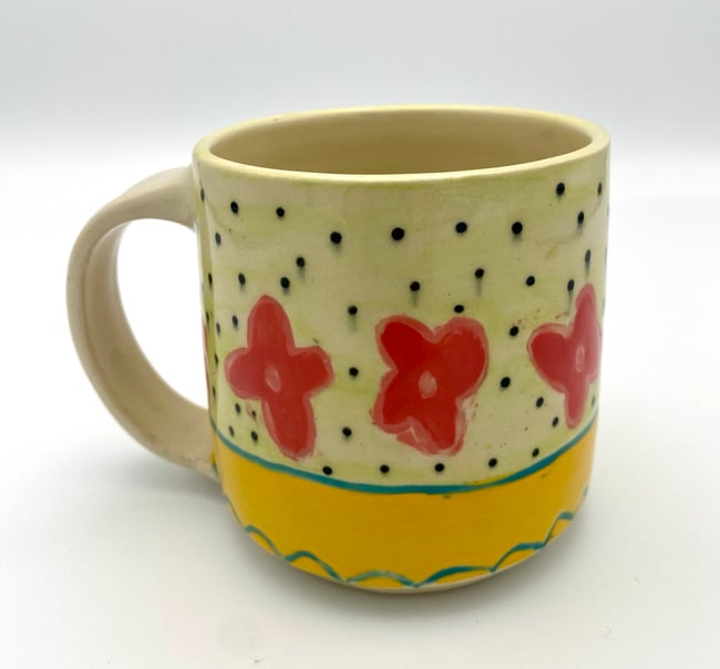 Flower Mug w Polka Dots 
