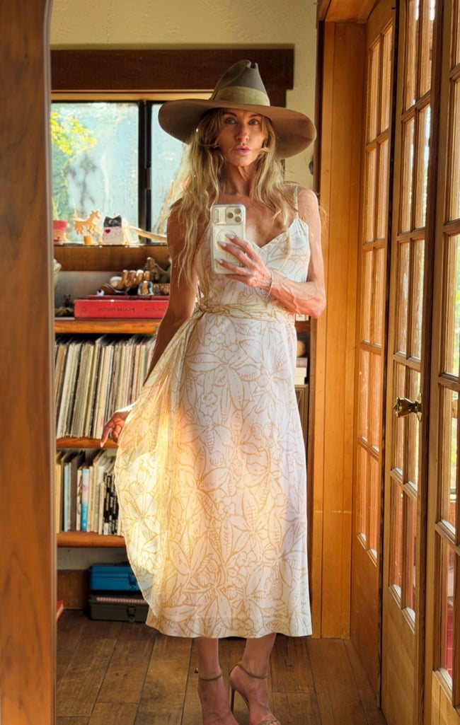 early 70s Halston silk dress and scarf floral leaf slipdress designer 
