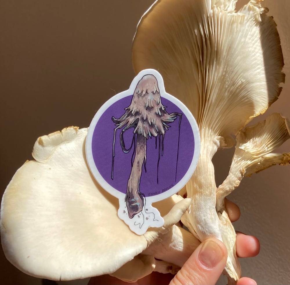 Image of Inky Cap Shaggy Mane Mushroom Sticker