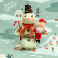 Image 1 of Large Festive Snowman with Santa and Candy Cane