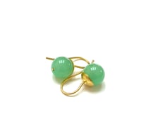 Image 1 of Hammered Dome 22K Chrysoprase Earrings