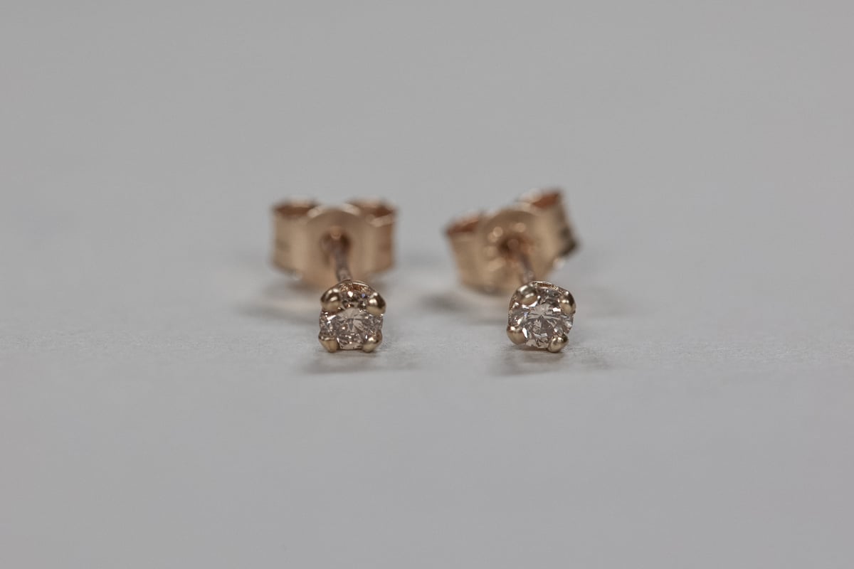 Image of 9ct gold 2.5mm 'little champagne diamond' stud earrings