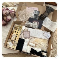Image 1 of box of vintage french lace and sewing notion supplies