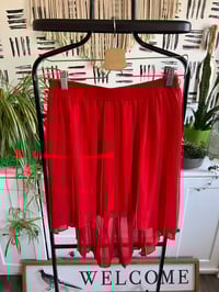 Image 1 of red pleated skirt