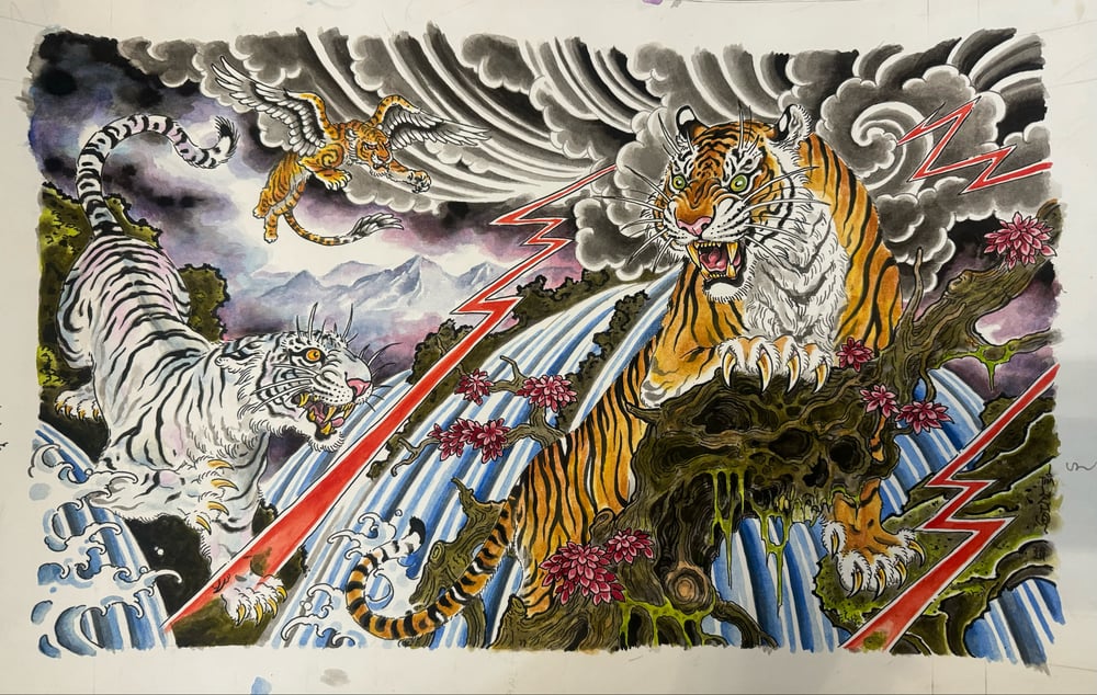 Image of Original Tim Lehi "Tiger Book Centerfold" Painting