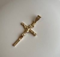 Image 2 of 14k EP Small Cross Charm (Pendant Only)