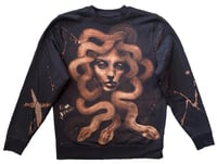 Image 1 of “STONED” CUSTOM BLEACH PAINTED PULLOVER SWEATSHIRT MEDIUM