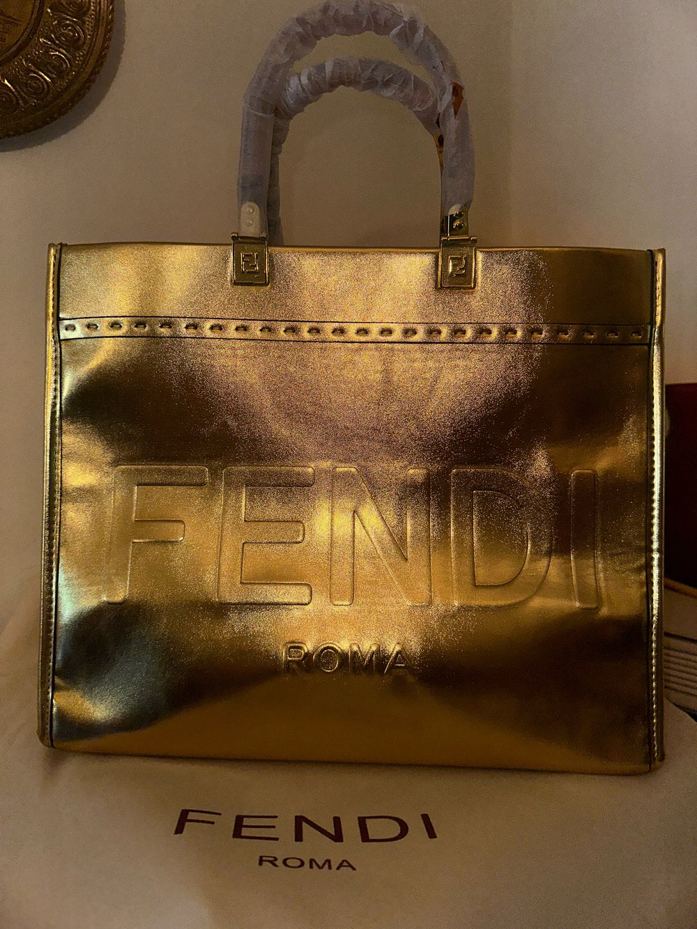 Silver & Gold Meltalic Medium Tote F- ENDI