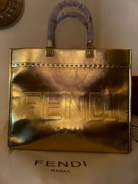 Image 5 of Silver & Gold Meltalic Medium Tote F- ENDI