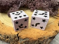 Image 1 of Pastel Bats D6 Dice Pair Black Stars | Handmade Jesmonite DnD Dice